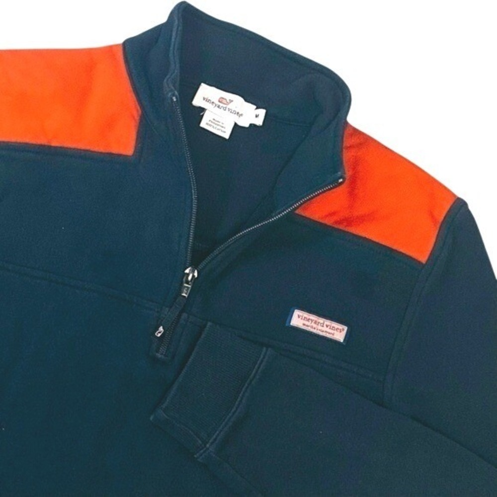 Vineyard Vines‎ Quarter Zip Pullover Colorblock Black Red Mens Medium